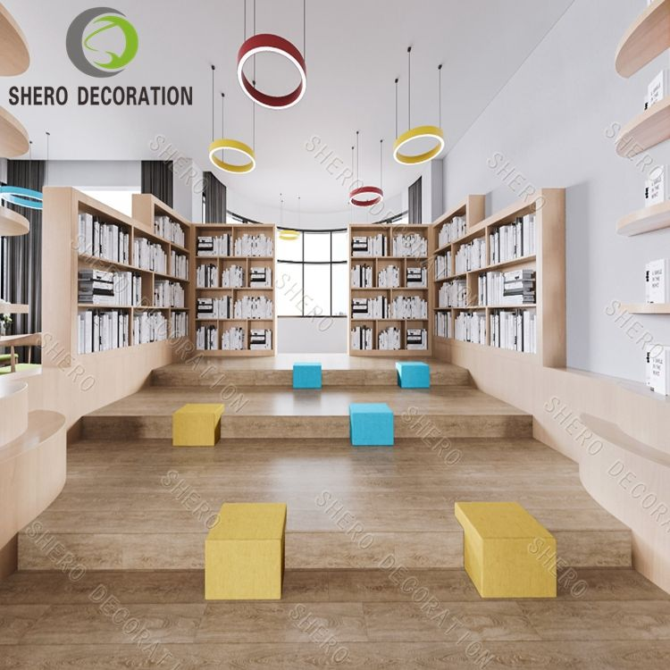 High End Shop Design Showcase Shelves Fixtures Modern Bookstore Books Library Design School Library Furniture