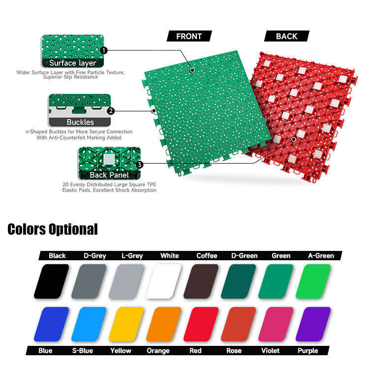 2025 Beautiful Anti-slide Hot Sale 20x25 Feet Basketball Court Floor 304.8mmx304.8mm with Customizable logo