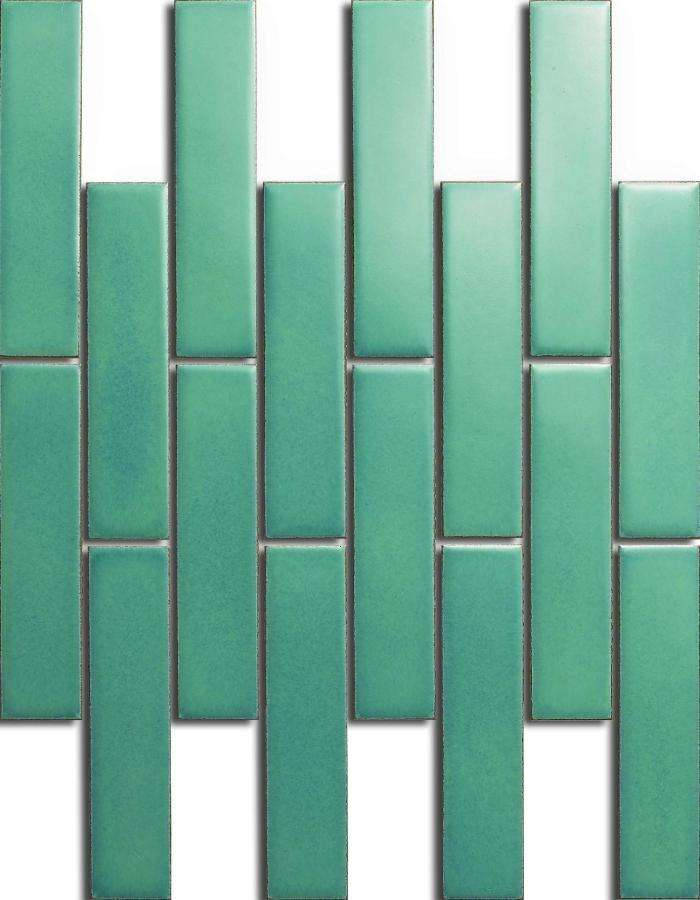 Modern Classic Green Marble Mosaic Tiles 295x280mm Square Pattern Strip with Glossy Finish for Bathroom Kitchen Hotel Interiors