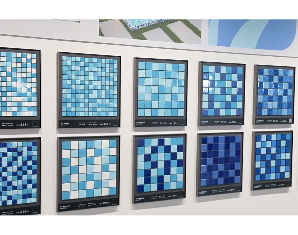 Morden Italian Style 306x306mm Glossy Mosaic Square Ceramic Tiles for Interior Wall for Bathroom Living Room Hotel Swimming Pool