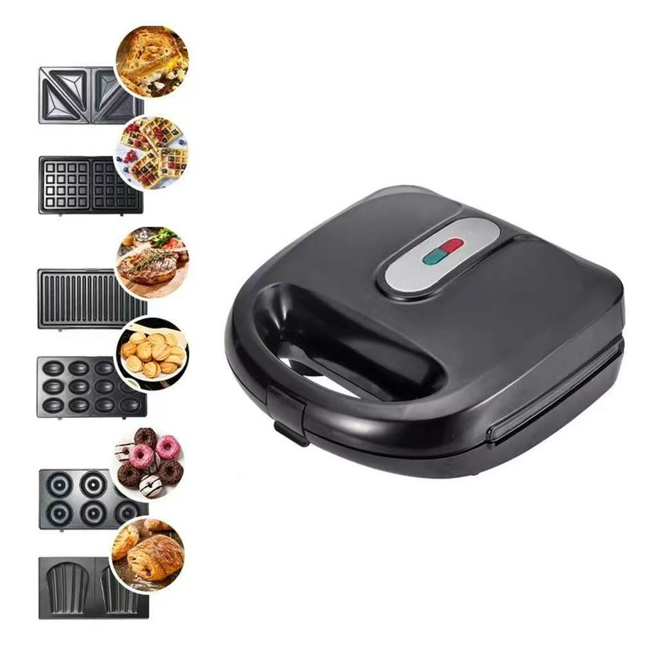 6 in 1 Electric Non Stick Detachable Grill Griller 2 Slices Snack Mini Waffle Maker Professional Sandwich Panini Maker