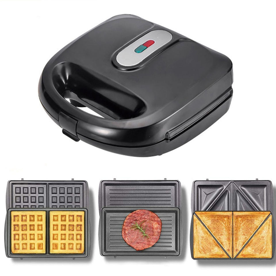 6 in 1 Electric Non Stick Detachable Grill Griller 2 Slices Snack Mini Waffle Maker Professional Sandwich Panini Maker
