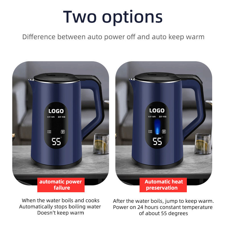 Electric Kettle and Jug Double Wall Steel Home Appliance for Hot Water Fast Heating for Tea Car Hotel Outdoor Use