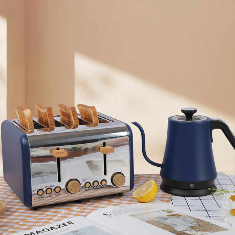 Retro 4 Slices Bread Toaster with 6 Degree Browning Setting Auto Pop up Stainless Steel Toaster