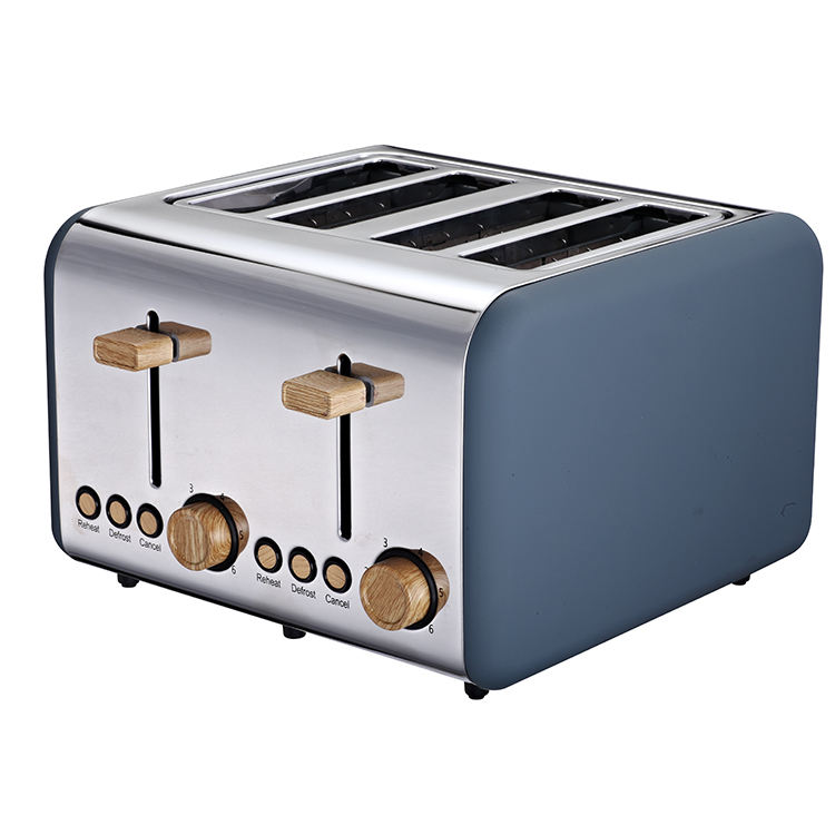 Retro 4 Slices Bread Toaster with 6 Degree Browning Setting Auto Pop up Stainless Steel Toaster