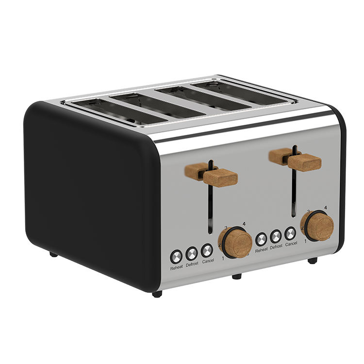 Retro 4 Slices Bread Toaster with 6 Degree Browning Setting Auto Pop up Stainless Steel Toaster