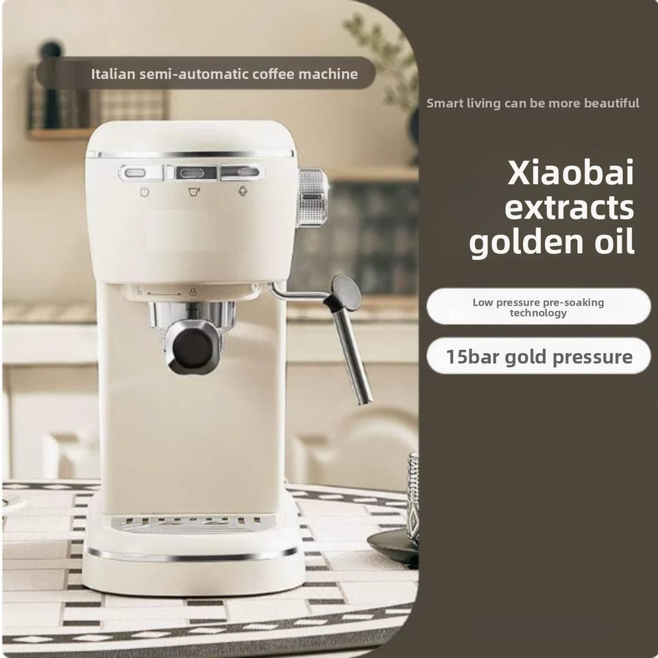 15Bar High-Power Electric Home Use Semi-Automatic Espresso Machine with Bean Grinder and Milk Frother for Americano Coffee