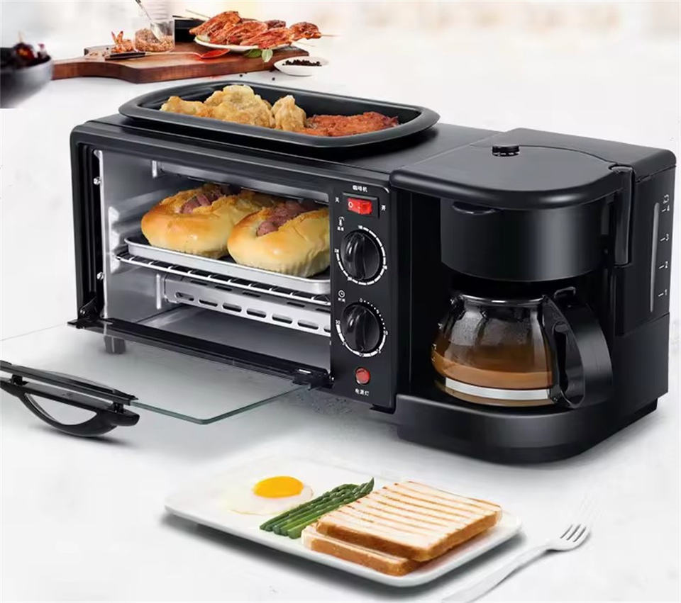 Hot Sale Automatic Multifunction 3 in 1 Breakfast Sandwich Maker with Coffee Cup Frying Pan Toaster Oven Together
