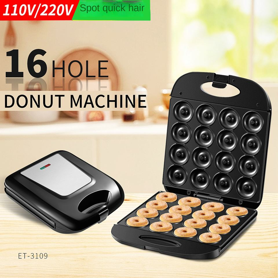 16 Hole Electric Donut Maker for Mini Donuts Breakfast Cakes, Popular for Home and Family Hotels