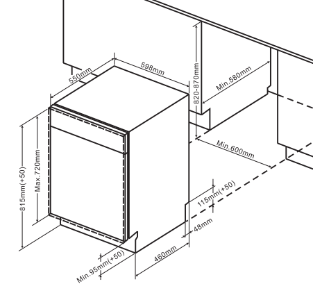 Commercial 60Cm Full Built-In Dishwasher