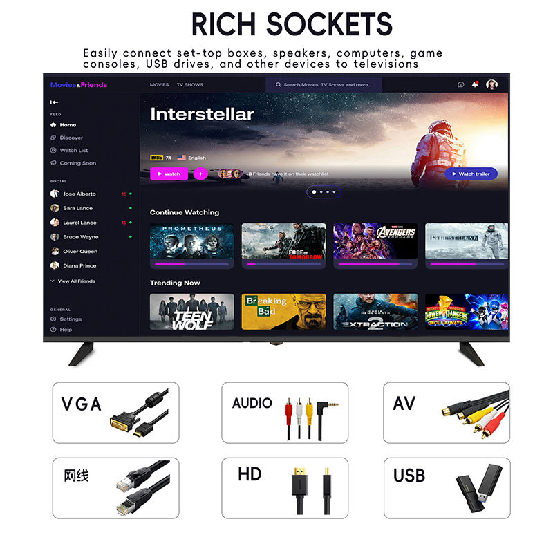 43/50/55/65/75 Inch TV Android LED TV Smart TV Dled Qled Hotel Television