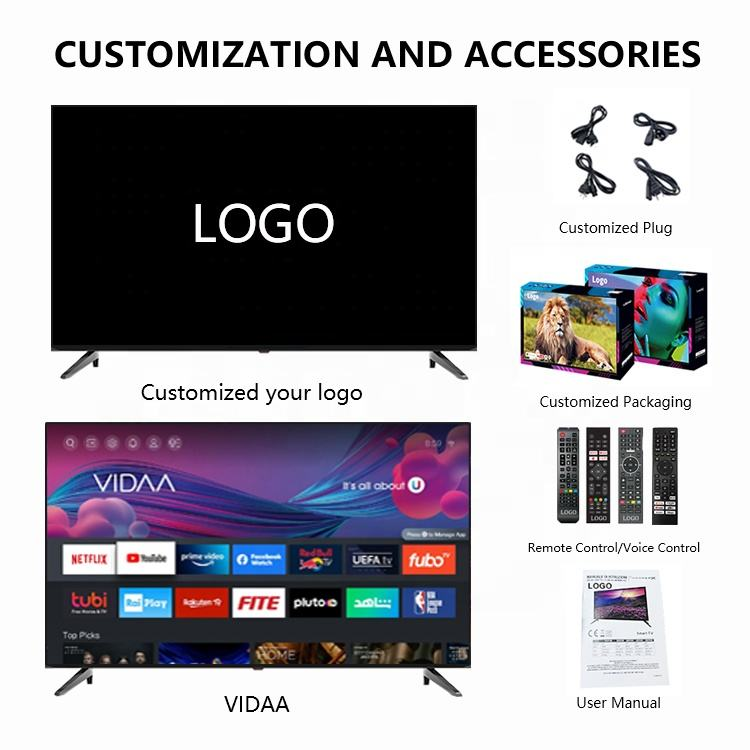 AG Android Smart TV 85 Inch 4K LED QLED HDTV with Google/WebOS/Vidaa OS for Hotel Use