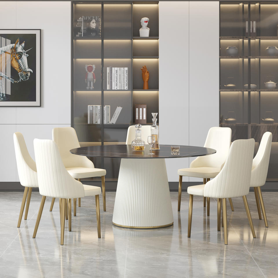 Voxhome Luxury Round Dining Table & Chairs Modern Simple Design for Small Household or Apartment Hot Selling