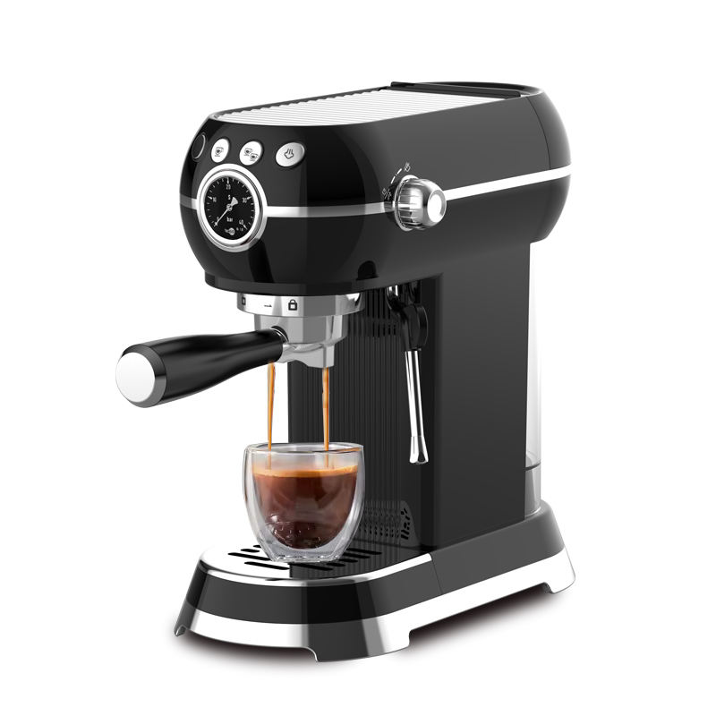 Professional 1350W Stainless Steel Espresso Machine Retro Style 20Bar Semi-Automatic Coffee Maker for Household Electric Source