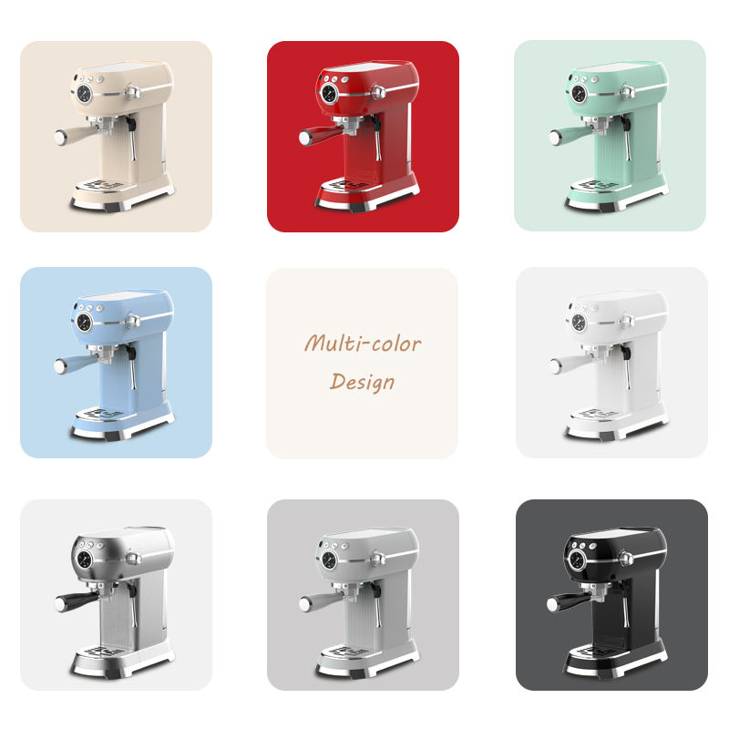 20Bar Pump Retro Style Espresso Machine Stainless Steel Household Coffee Maker with Optional Capsule Portafilter for Hotels