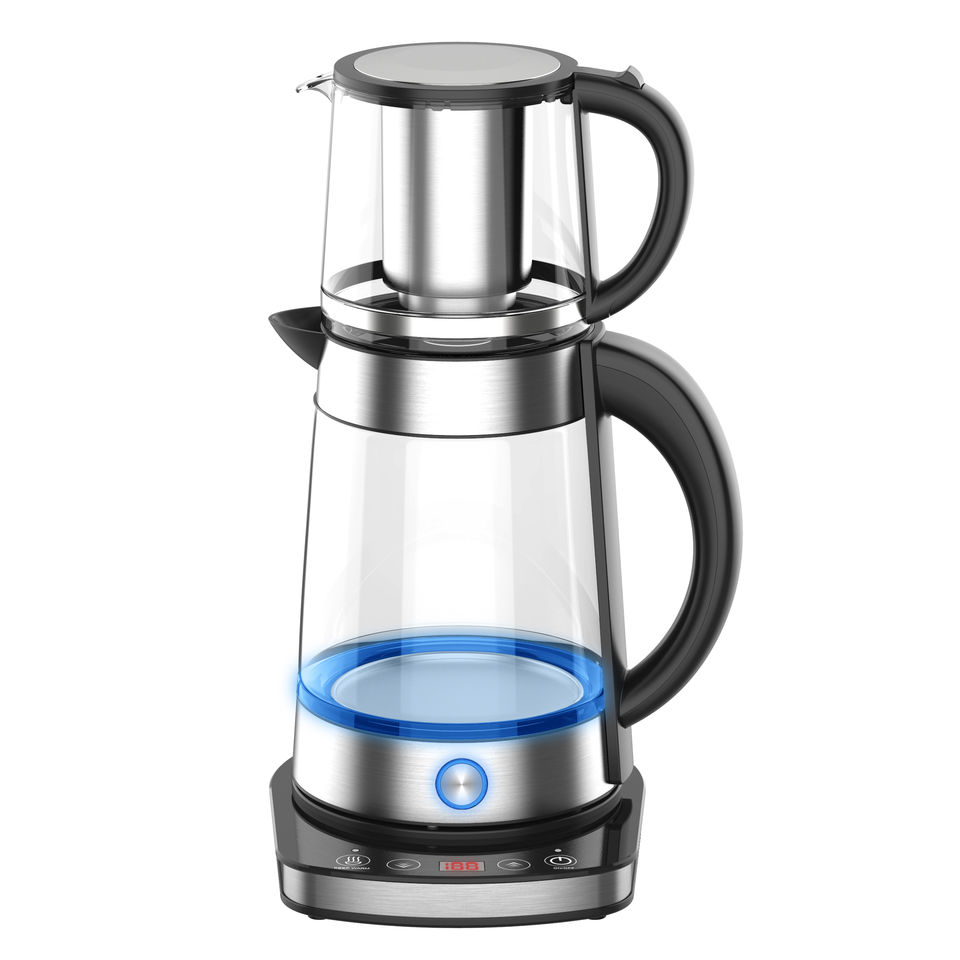 Hot Selling 1.7L Glass Tea Kettle with Keep Warm Function Turkish Tea Maker Samovar Electric Tea Tray Set for Household