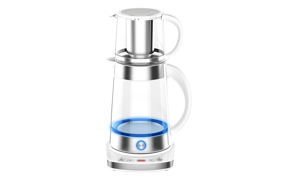 Hot Selling 1.7L Glass Tea Kettle with Keep Warm Function Turkish Tea Maker Samovar Electric Tea Tray Set for Household