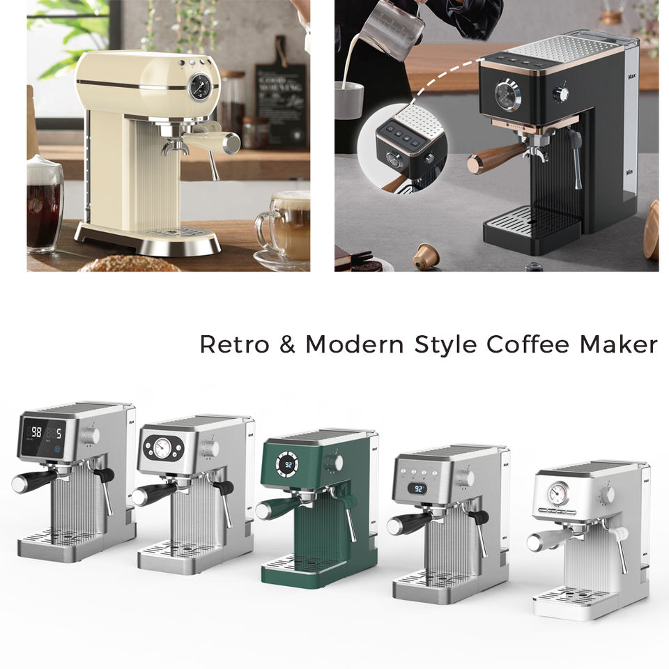 20 Bar Espresso Coffee Maker Easy-to-Operate Semi-Automatic Electric Expresso Machine with Stainless Steel Housing for Home Use