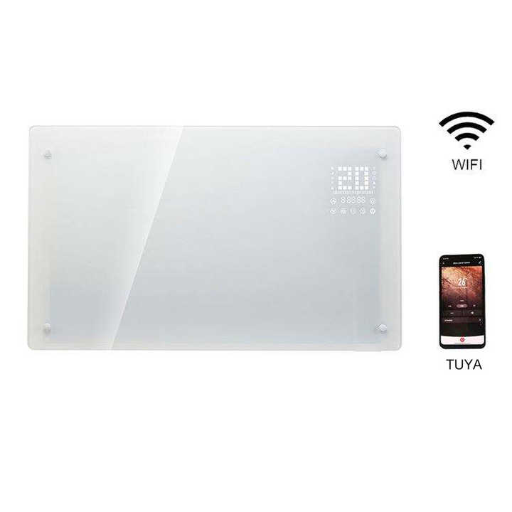 New Design Panel with Wifi Control Wall Mounted Bathroom Fast Heating Standing Flat or Wall Mounted Glass Infrared Panel Heater