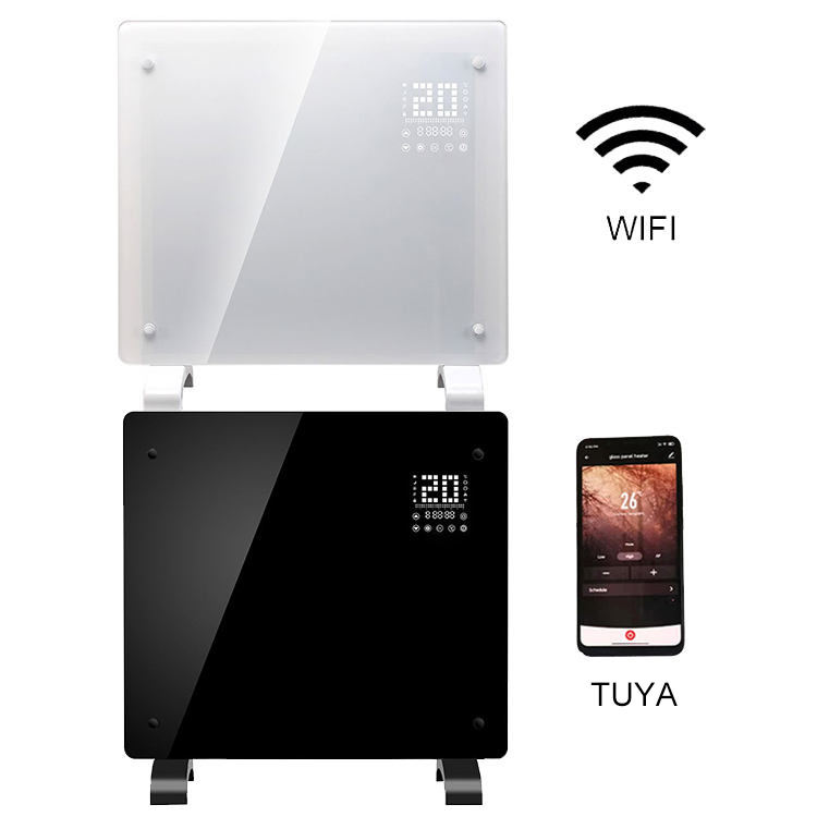 New Design Panel with Wifi Control Wall Mounted Bathroom Fast Heating Standing Flat or Wall Mounted Glass Infrared Panel Heater