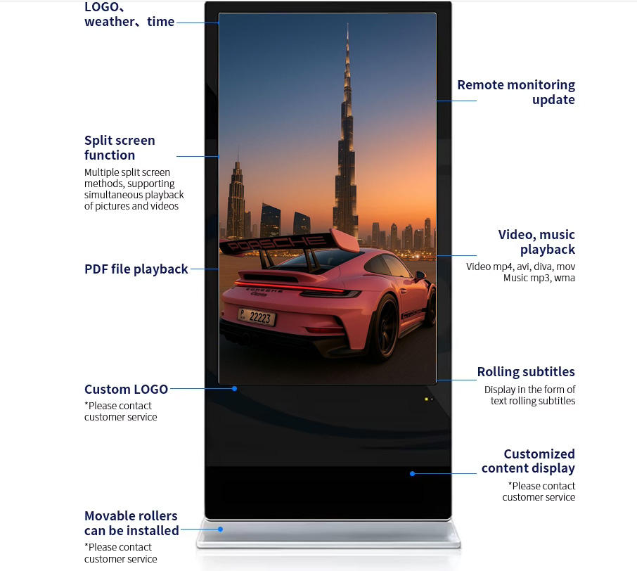 55 Inches Vertical Lcd Digital Signage Touch Screen Mobile Advertising Displays Digital Signage