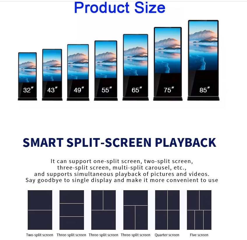 32/43/49/55/65 Inch Vertical Advertising Machine Floor Touch One Machine HD Display Query Touch Control