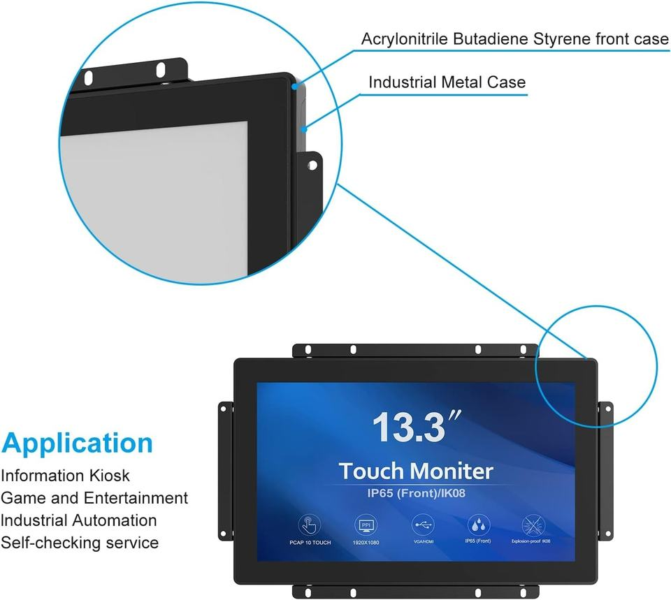 For New 13.3 Inch 10-Point Open Frame Capacitive Touch Display Industrial PCAP Touchscreen Monitor for Business Series