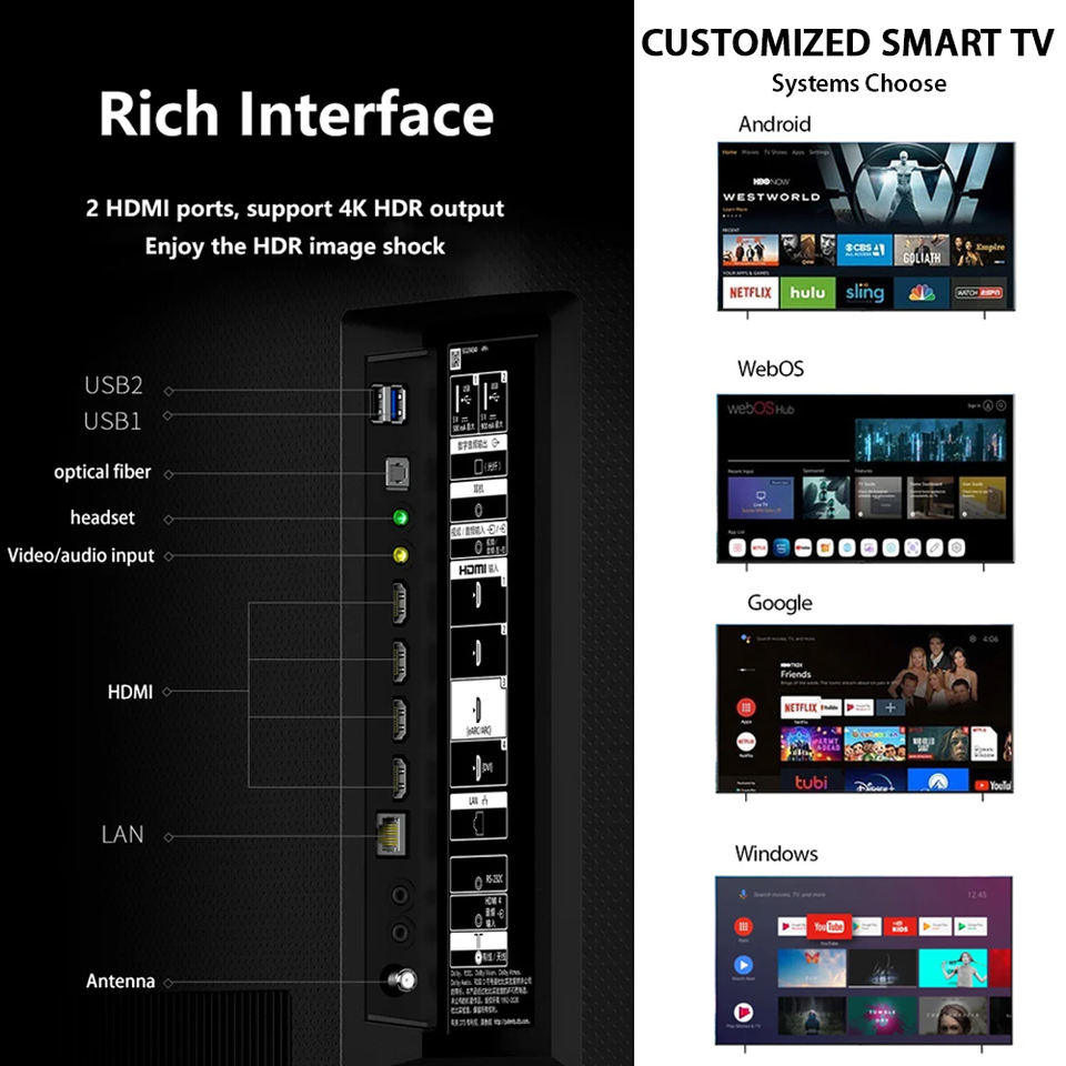 120-85inch Tv 85" 120hz Qled Foldable Led Android 4k 8k 2025 Touch Screen with Bultooth Televisores Inteligentes Nuevos Smart Tv