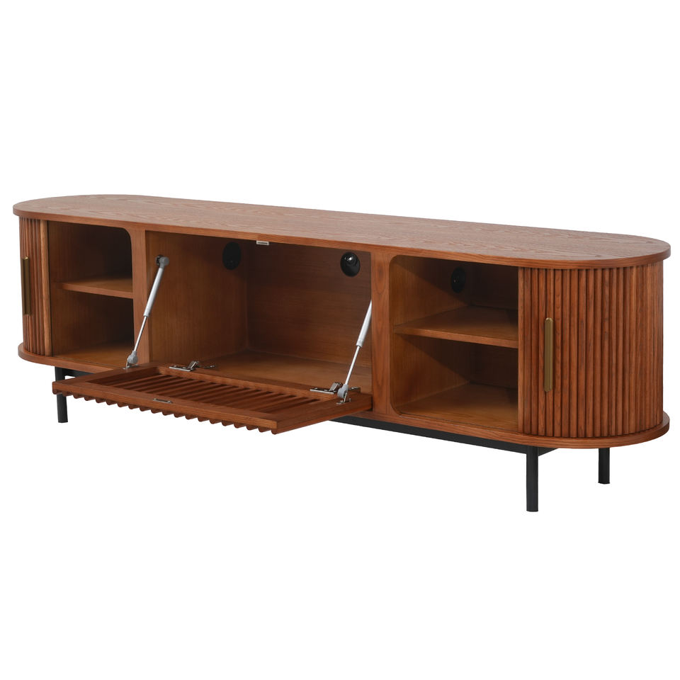 Voxhome High Quality Modern Designer TV Cabinet Luxury Walnut Solid Wood Simple Style for Living Room