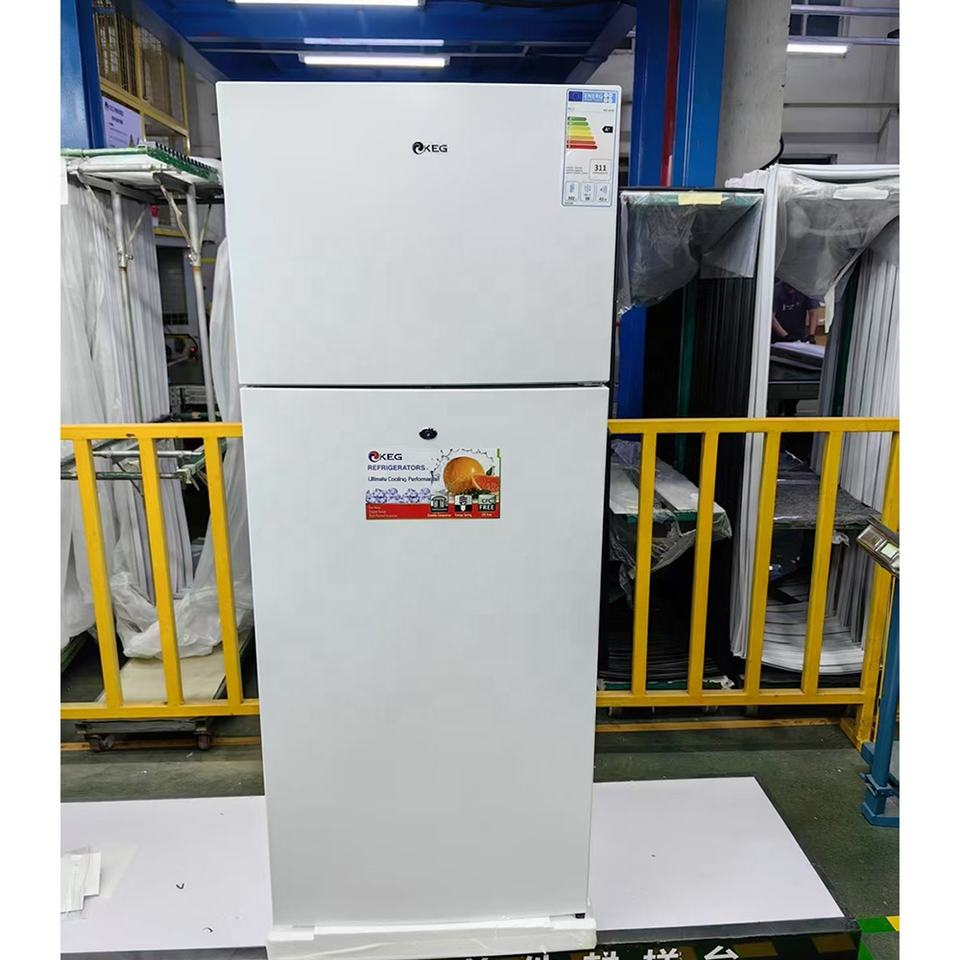 In Stock 400L 220V 50Hz White Color Outside Condenser With External Handle Double Door Defrost Refrigerator With Lock and Key