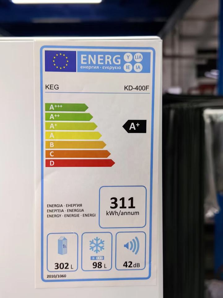 In Stock 400L 220V 50Hz White Color Outside Condenser With External Handle Double Door Defrost Refrigerator With Lock and Key