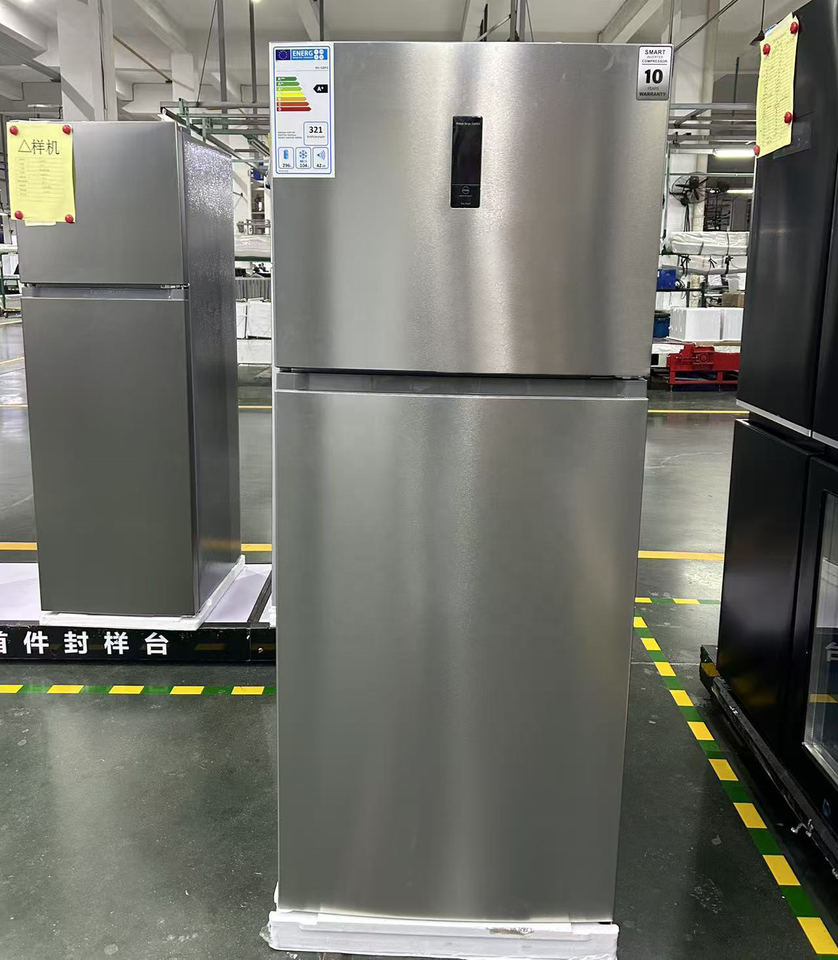 400L Stainless Steel Color LED Display Home Use No Frost A+ A++ Double Door Top Freezer Frigo Congelateur