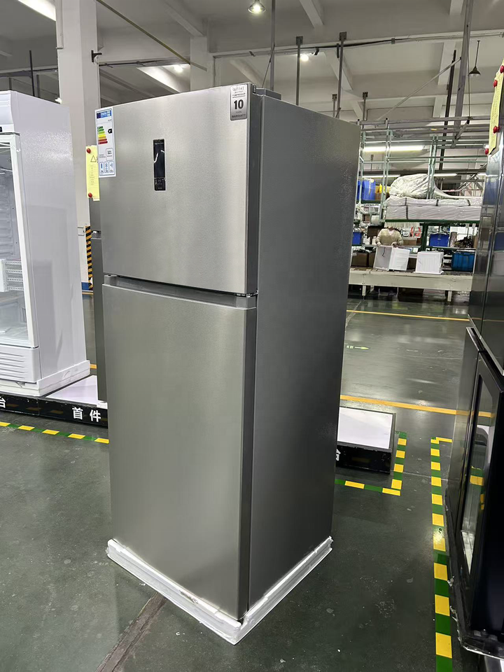 400L Stainless Steel Color LED Display Home Use No Frost A+ A++ Double Door Top Freezer Frigo Congelateur