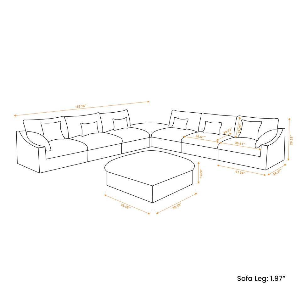 VOXHOME Hotel Lobby Villa American Modern Cloud White L Shape Corner Sofa 6 7 8 9 10 Seater Modular Sectional Couch Sofa Set