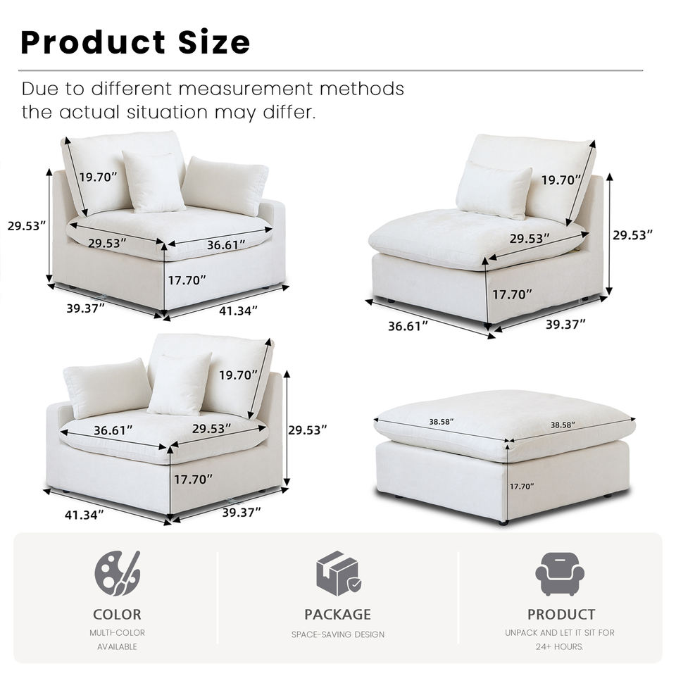 VOXHOME Hotel Lobby American Modern Furniture Down Feather Cloud Sofa White 7 8 9 10 Seater Modular Sectional Couch Sofa Set