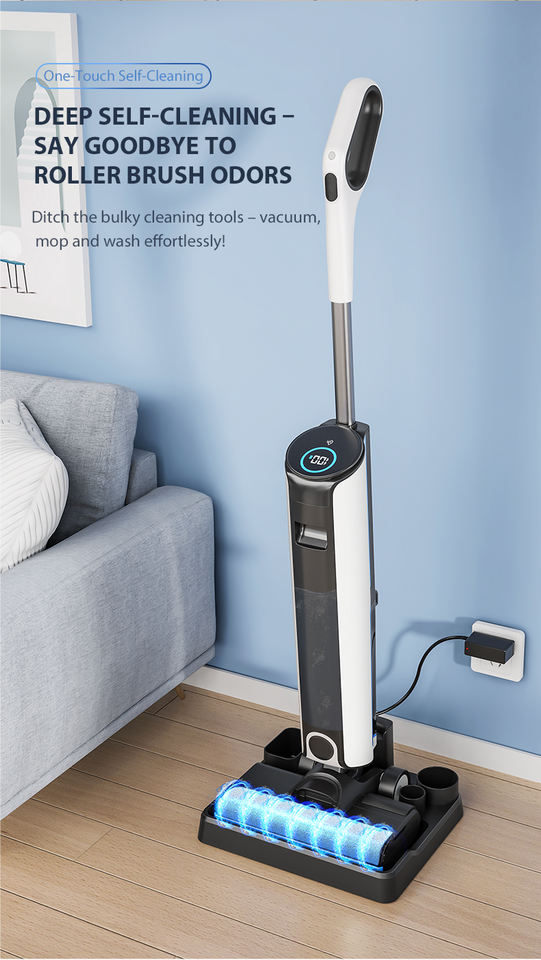 ROHS CE KC 9500pa 120W Brushless Motor 450ml Sewage Wet and Dry Washer Floor Water Wet Dry Vacuum Cleaner and Mop for Home Use