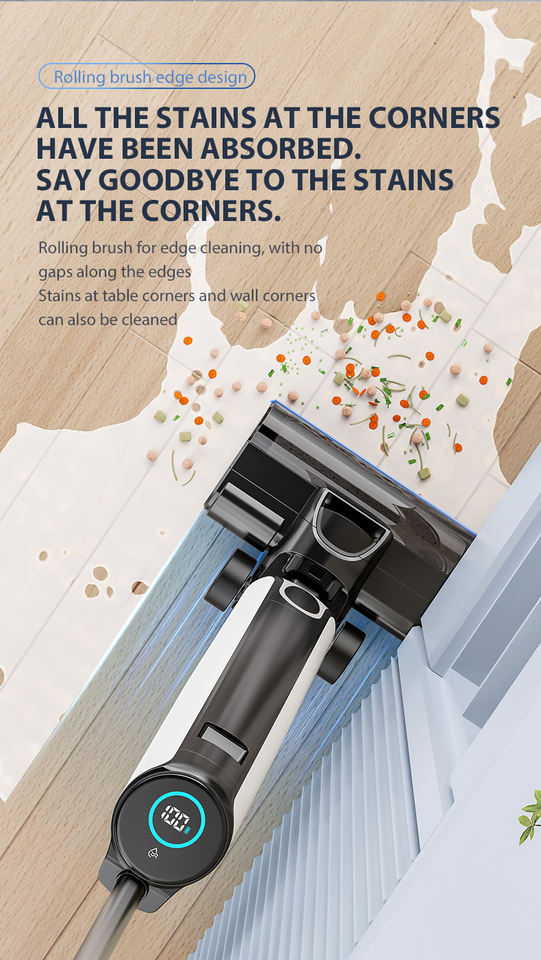 ROHS CE KC 9500pa 120W Brushless Motor 450ml Sewage Wet and Dry Washer Floor Water Wet Dry Vacuum Cleaner and Mop for Home Use