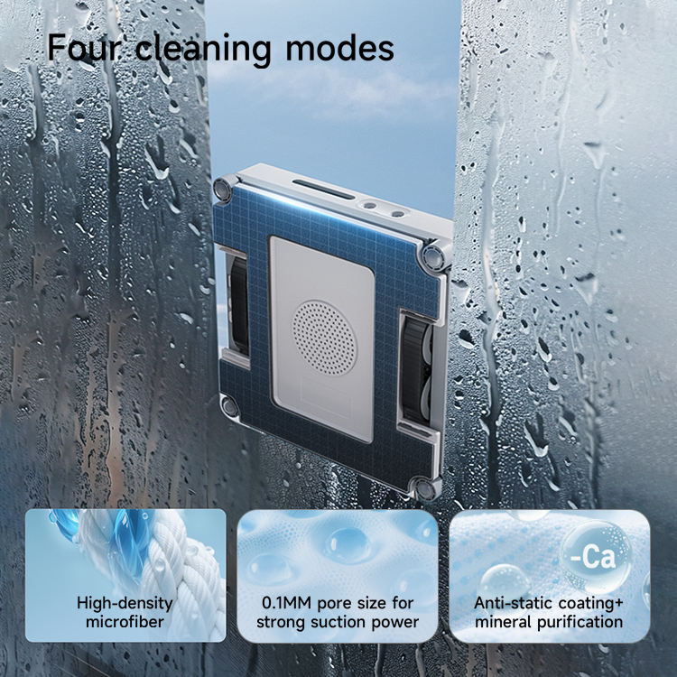 Two-Way Smart Robot Window Washer W3 Anti-Drop Feature 6 Language Options Remote Control Electric Household Use Battery Powered
