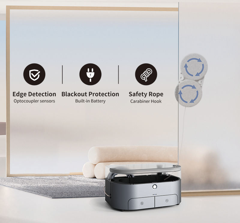 2024 Best Quality Household Auto Water Spray Window & Glass Cleaning Robot with APP & Remote Control Brushless Motor