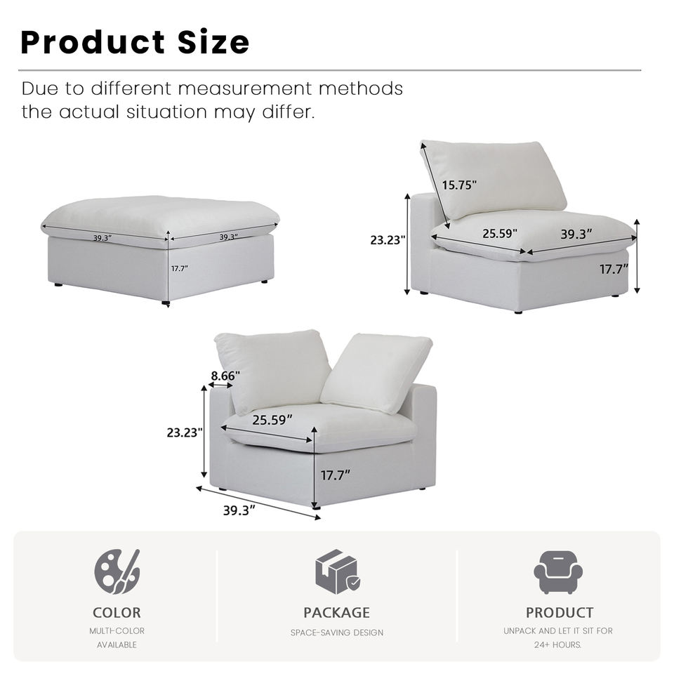 VOXHOME Hotel Lobby Villa Elegance Modern Furniture Washable Cloud Sofa White 6 7 8 9 Seater Modular Sectional Couch Sofa Set