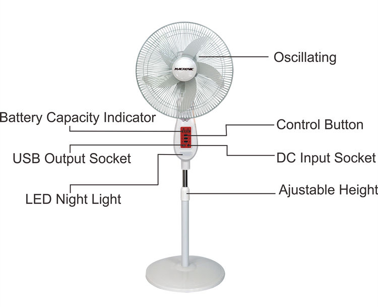 2025 Hot Selling Solar Electric Popular 18 Inch Rechargeable Standing Electric Portable Fan With Light