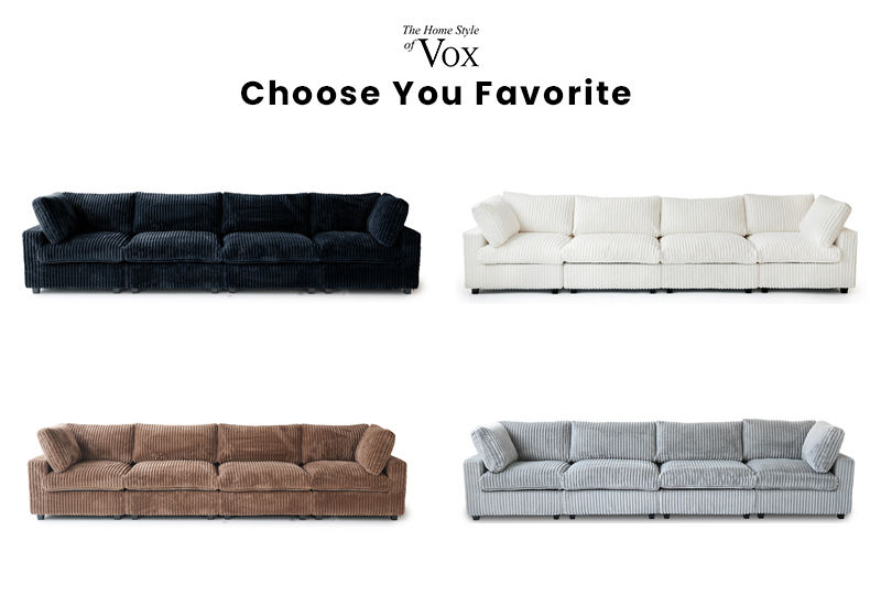 VOXHOME Hotel Lobby Villa American Furniture Cloud Corduroy Fabric Soft Sofa 6 7 8 9 10 Seater Modular Sectional Couch Sofa Set