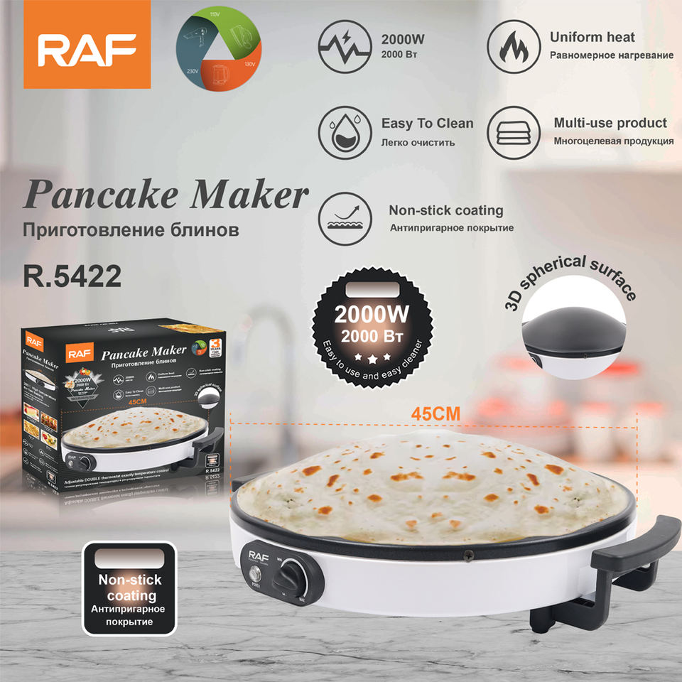 Wholesale Portable Electric Crepe Pancake Maker 55cm Diameter Non-Stick Crepe Pizza Machine for Household Use
