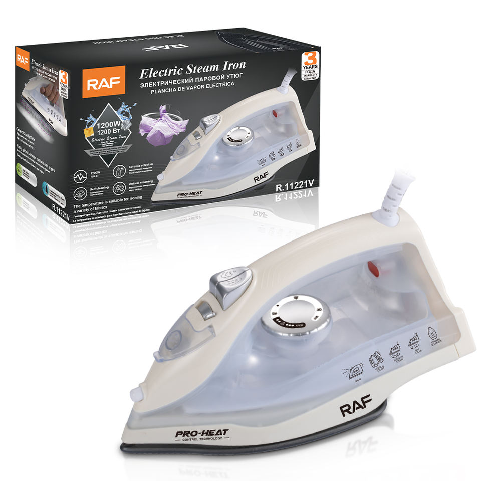 Factory Direct Sale 1200W Ceramic Soleplate Self-Cleaning Electric Steam Iron with Auto-Off Feature Dry Iron for Household Use