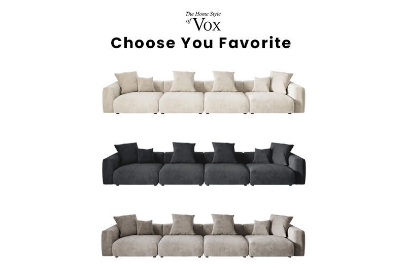 VOXHOME Hotel Lobby Furniture Modern Vacuum Compress Beige 6 7 8 9 Seater Floor Corduroy Modular Sectional Sofa Couch Set