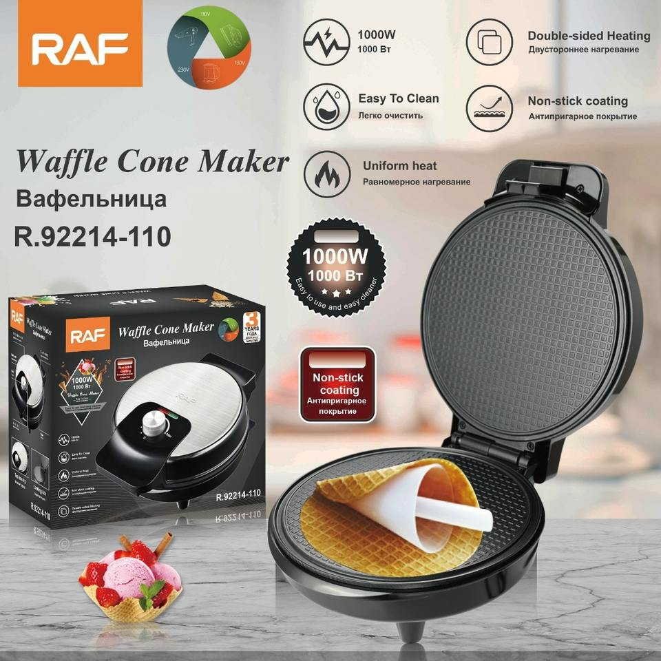RAF EU US Multifunctional 1000W Non-stick Coating Crepe Maker Home Use Electric Griddle Breakfast Maker Toaster