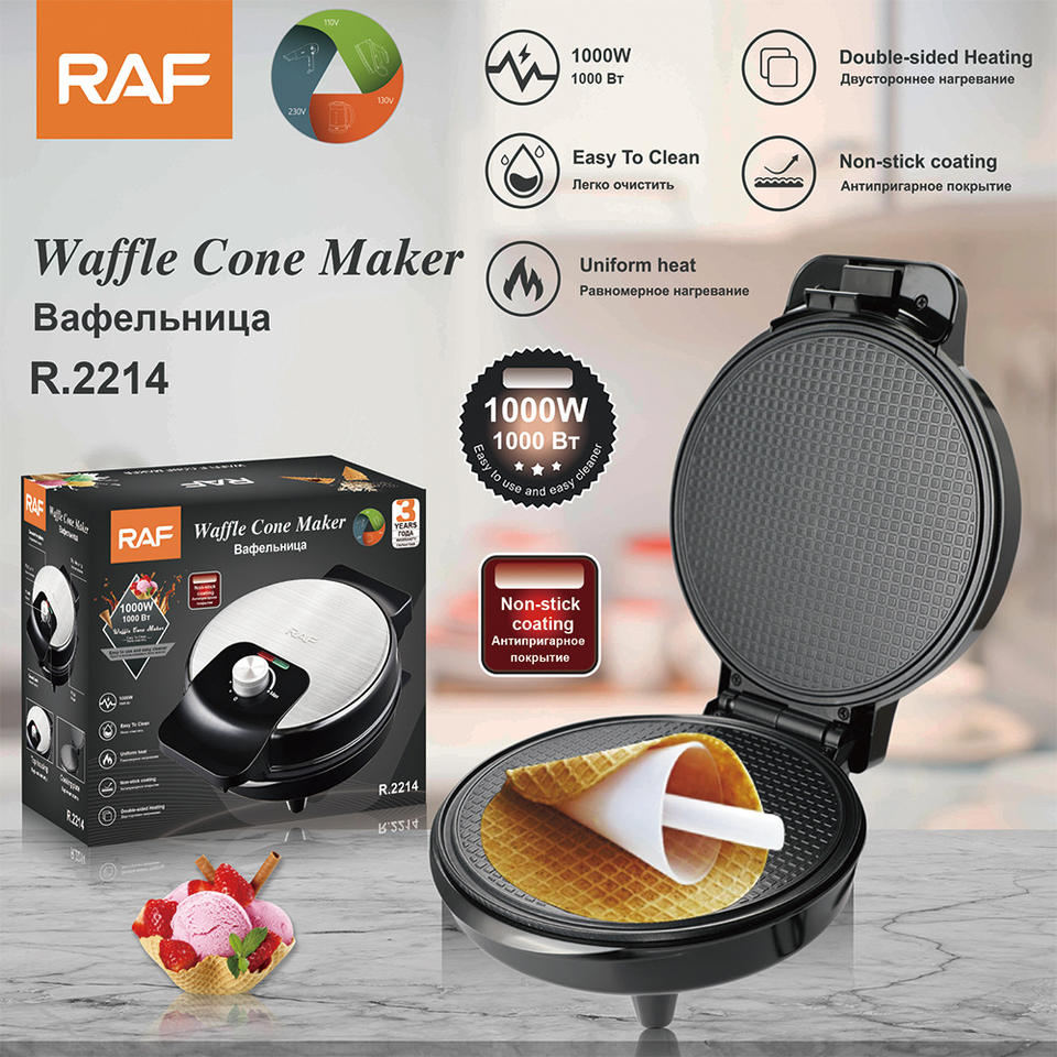 RAF EU US Multifunctional 1000W Non-stick Coating Crepe Maker Home Use Electric Griddle Breakfast Maker Toaster