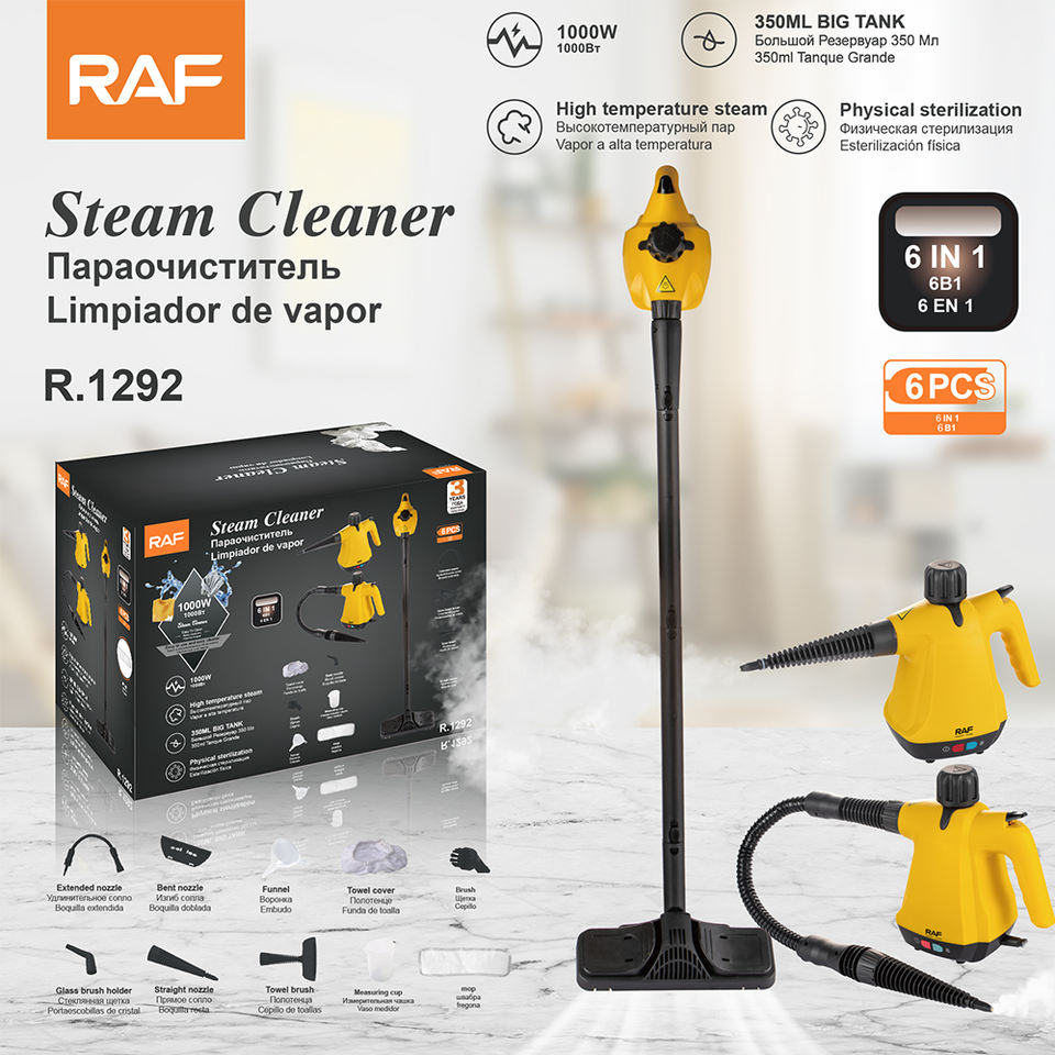 RAF Handheld Steam Cleaner with 9 Accessories and Bonus Cloths Multi-Purpose Steamer for Home Use Cleaning Floor Windows