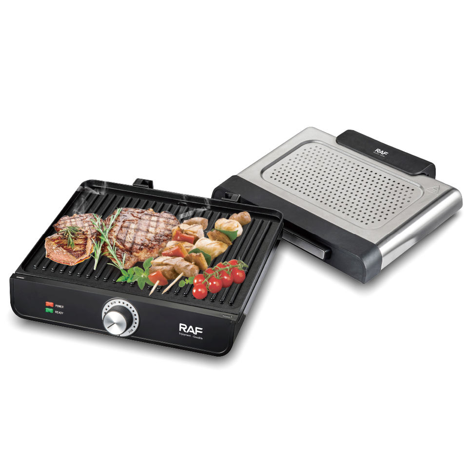 R.2603 Dual Side Heating with Removable Splatter Lid Non Stick Surface for Efficient Grilling and Even Cooking