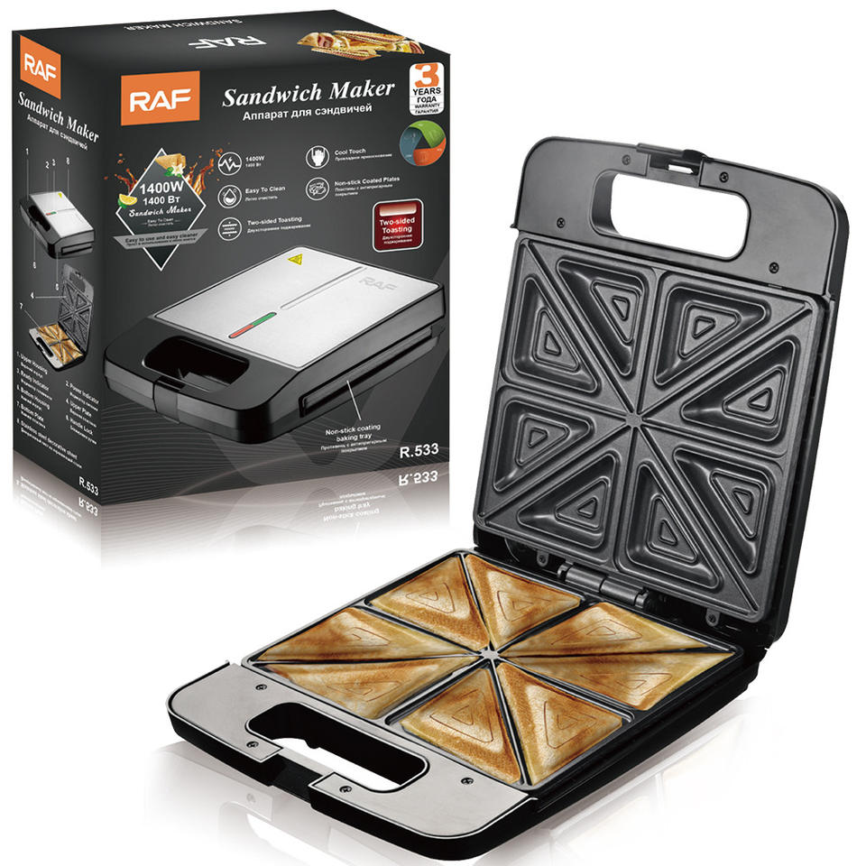 Household Double-Sided Waffle Maker & Sandwich Maker with Thawing Function Cool Touch Easy Clean Features
